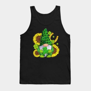 Leopard Shamrock Gnome Sunflower St Patricks Day Tank Top